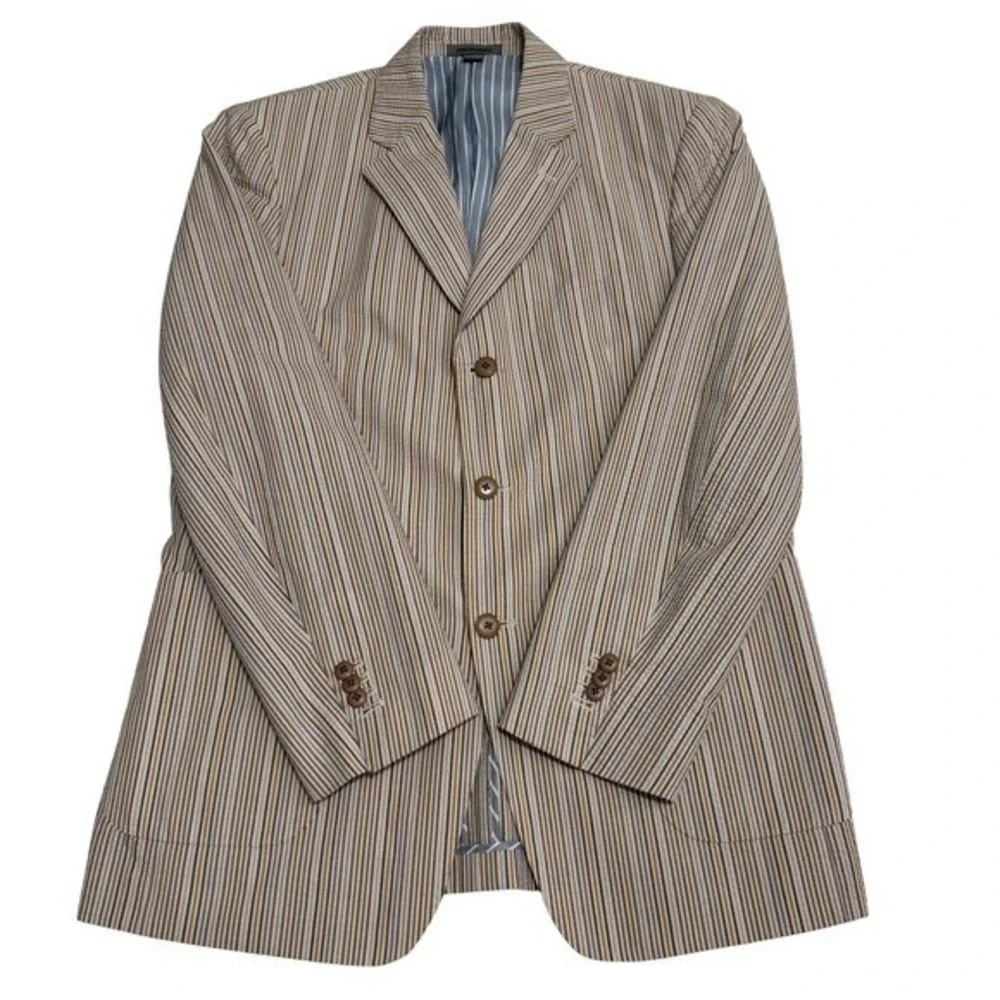 Johnston Murphy Mens Striped‎ Seersucker Blazer Jacket Size M